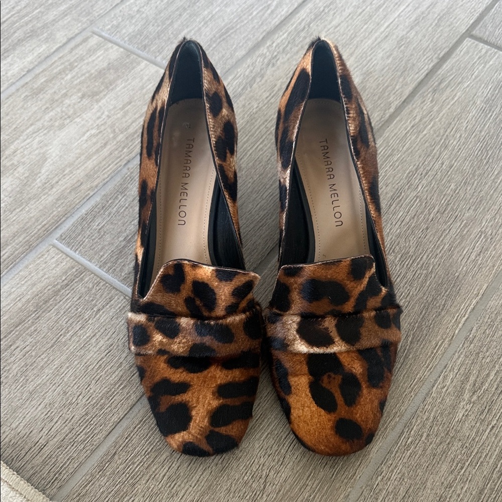 Tamara Mellon Leopard Print Pony Hair Loafers - Brown & Black - Picture 4 of 4